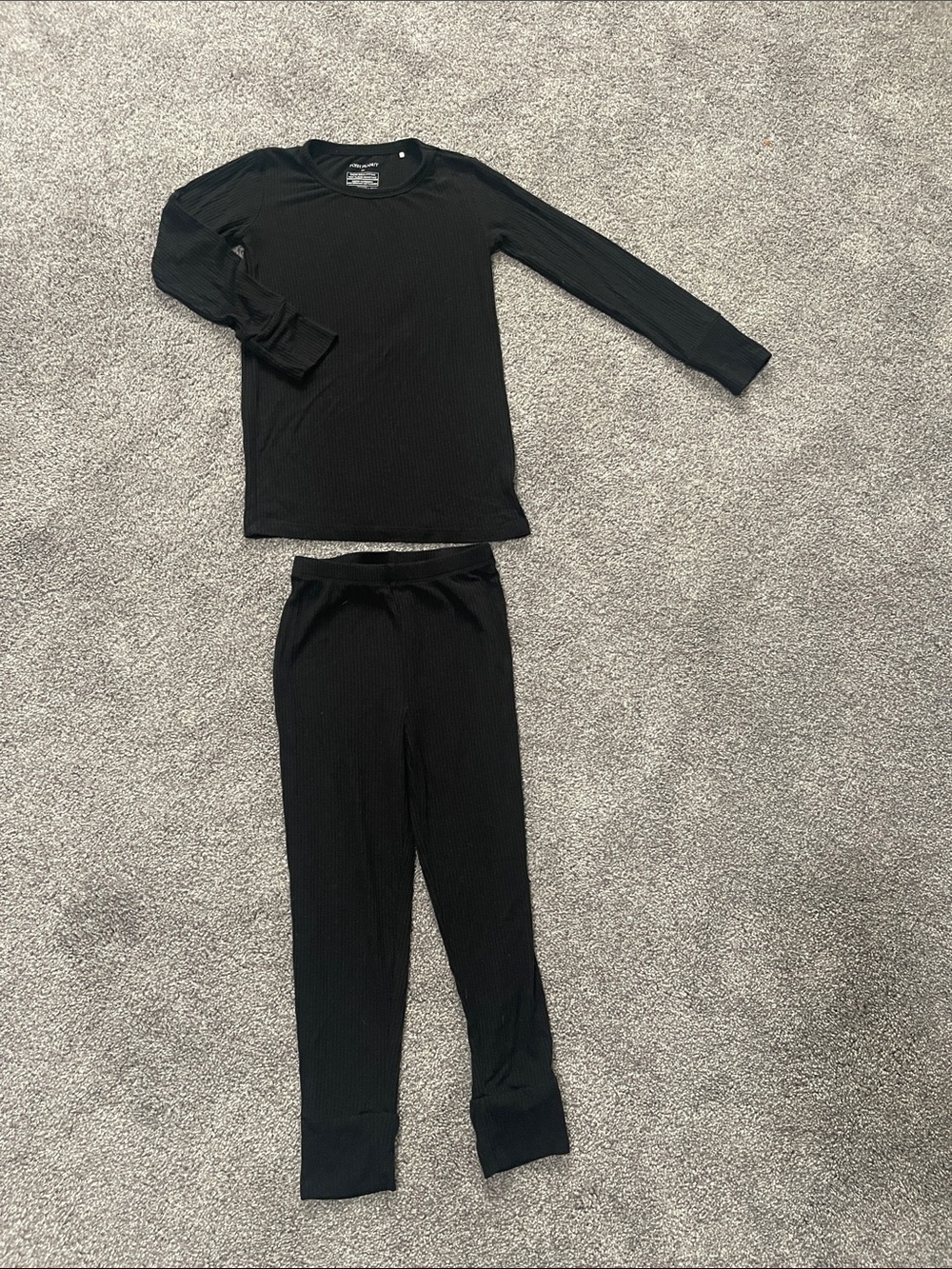 Posh Peanut Black Ribbed Kids Long Sleeve Pajama Set